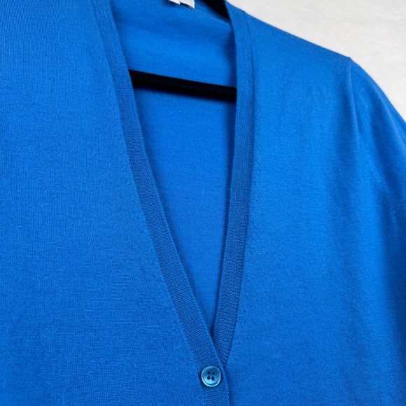 Eric Bompard Cashmere Cardigan Sweater Medium Blue V-Neck Long Sleeve Pockets - Picture 6 of 13